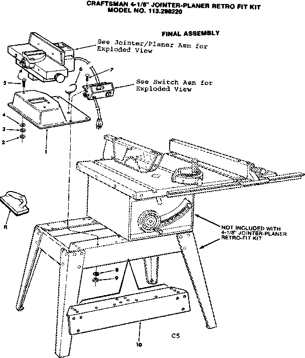 8 in. jointer-planer retro fit kit/final assembly