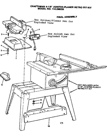 8 in. jointer-planer retro fit kit/final assembly