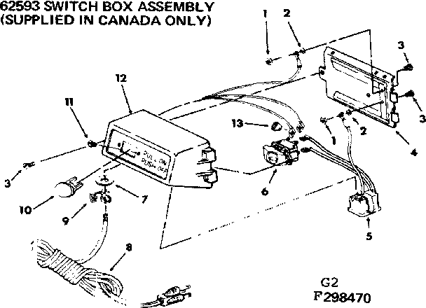 SWITCH BOX ASSEMBLY SUPPLIED IN CANADA ONLY