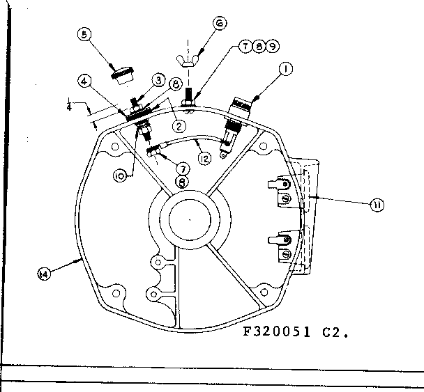 Rear bearing carrier asm w/battery charging terminals