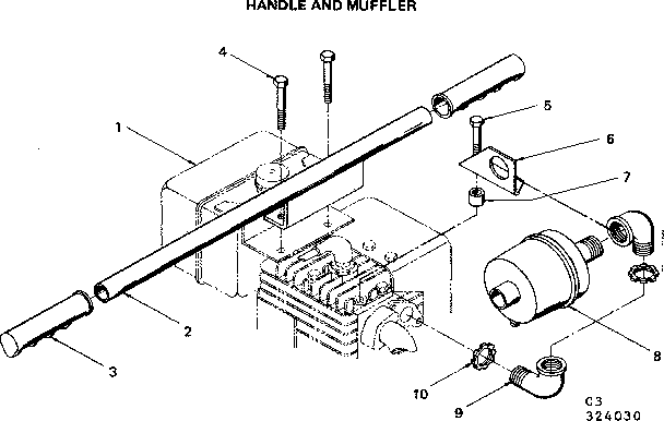 Handle and muffler