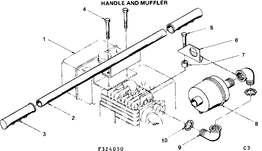 Handle and muffler