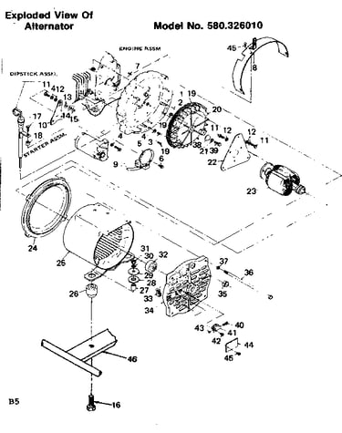 Exploded view of alternator