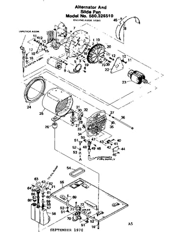 Alternator and slide pan