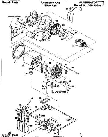 Alternator and slide pan