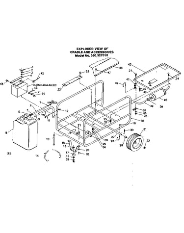 Exploded view of cradle and accessories