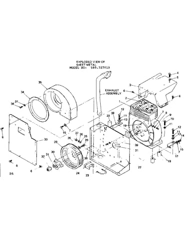 Exploded view of sheet metal