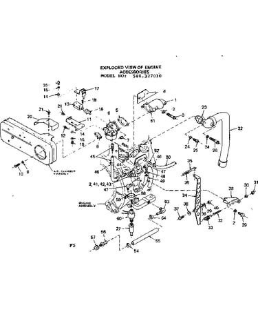 Exploded view of engine accessories