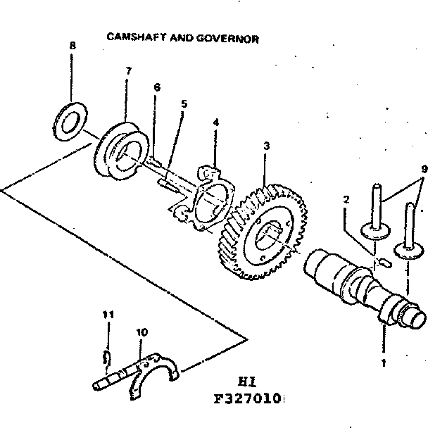 Camshaft and governor