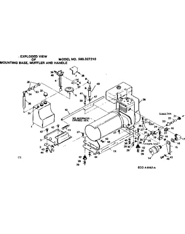 Mounting base, muffler and handle assembly