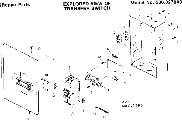 60 ampere manual transfer switch/exploded view of transfer s