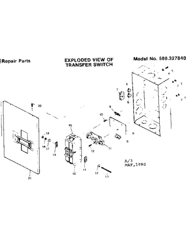 60 ampere manual transfer switch/exploded view of transfer s