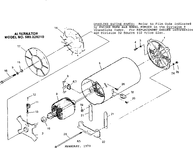 Exploded view of alternator