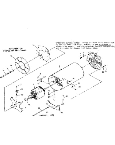 Exploded view of alternator