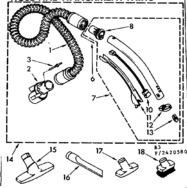 Hose and attachment parts