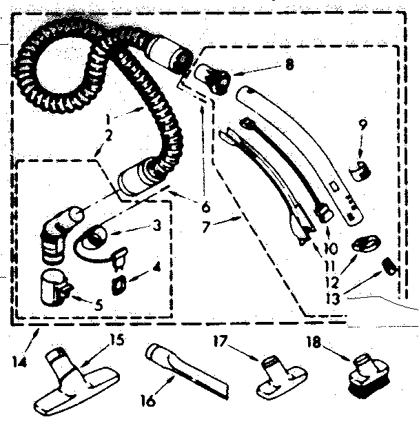 Hose and attachment parts