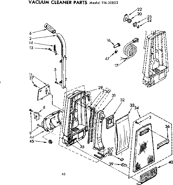 Handle and bag housing