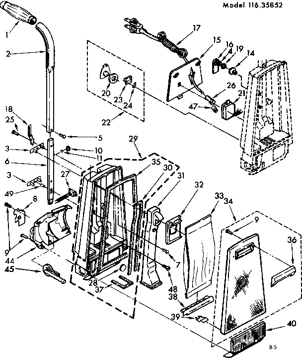 HANDLE AND BAG HOUSING