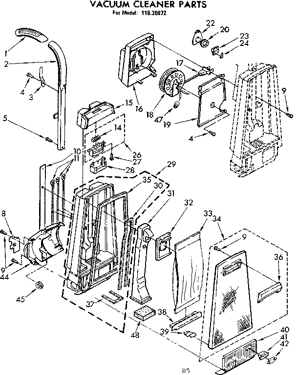 Handle and bag housing