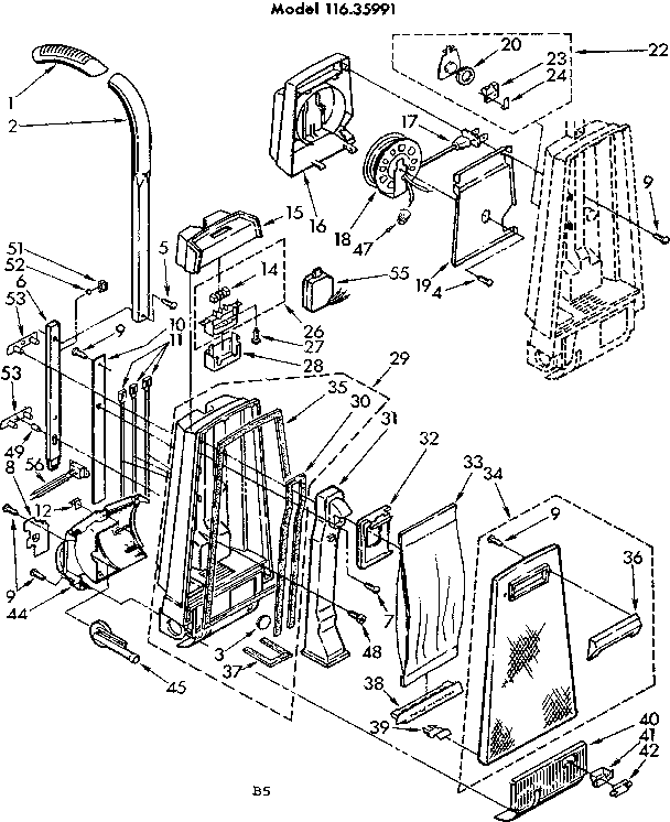 Handle and bag housing