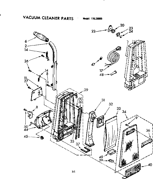 HANDLE AND BAG HOUSING