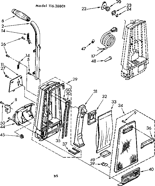 HANDLE AND BAG HOUSING