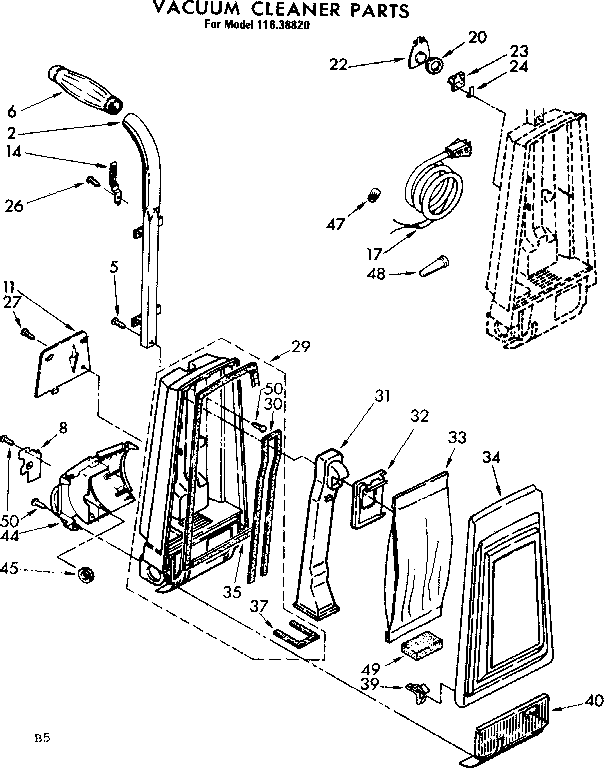 Handle and bag housing