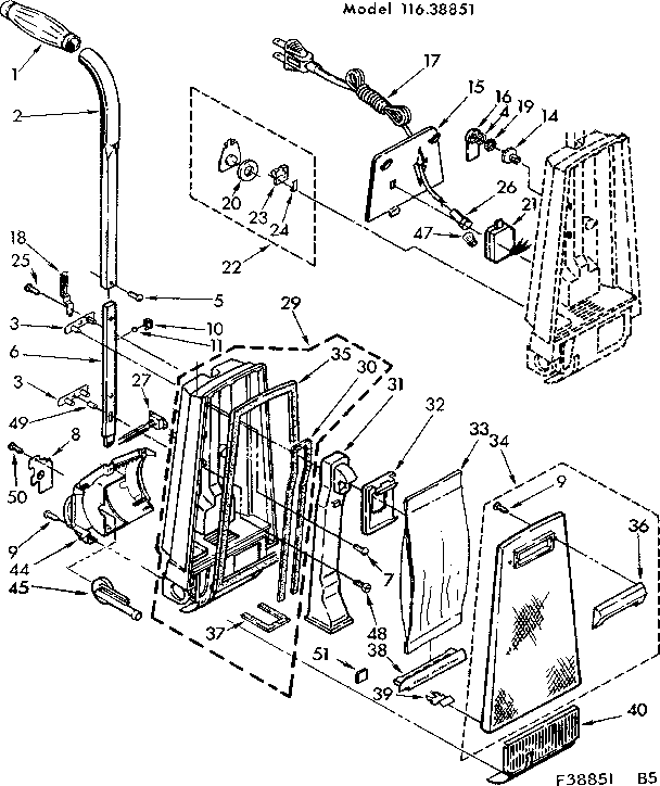 Handle and bag housing