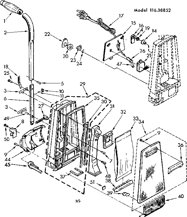 Handle and bag housing