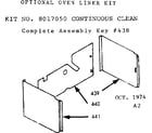 Kenmore 1038017050 optional oven liner diagram