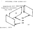 Kenmore 1038027000 optional oven liner diagram