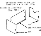 Kenmore 1038517030 optional oven liner diagram