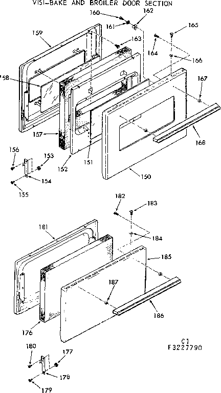 Visi-bake and broiler door section