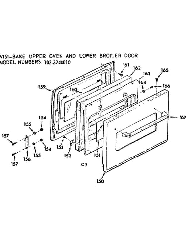 Visi-bake upper oven and lower broiler door