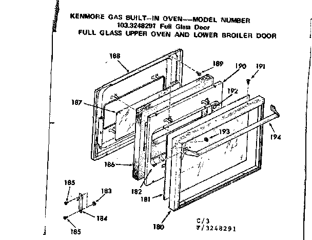 Full glass upper oven and lower broiler door