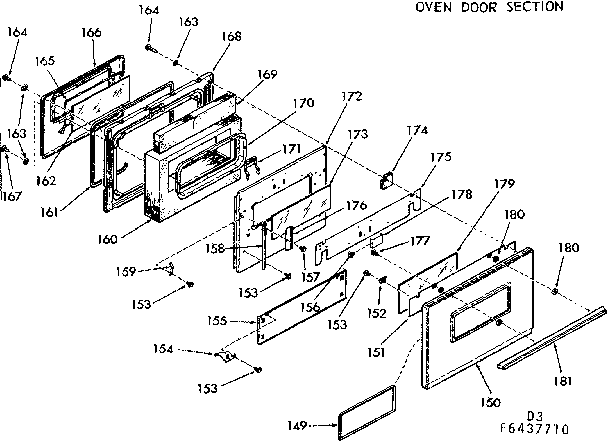 Oven door section