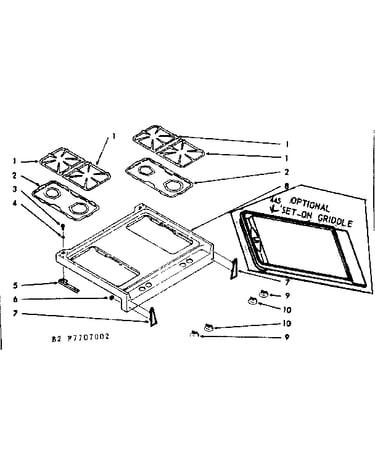 Main top section and set-on griddle
