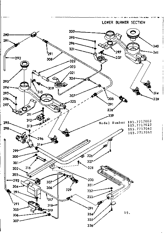 Lower burner section