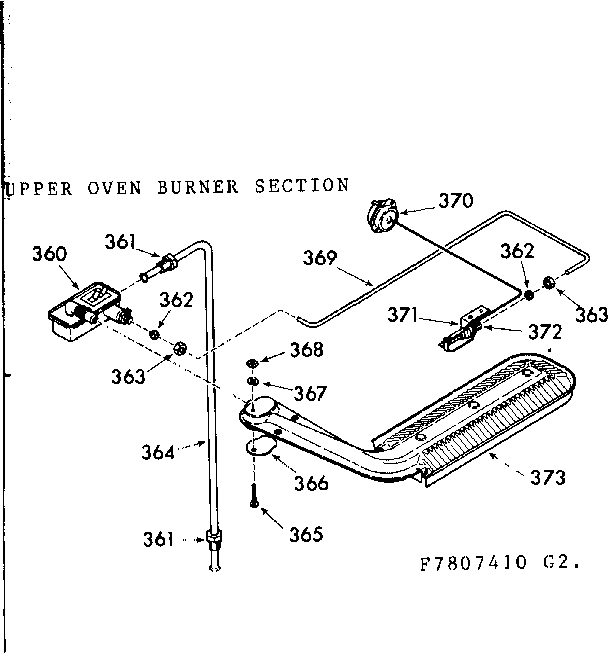 Upper oven burner section