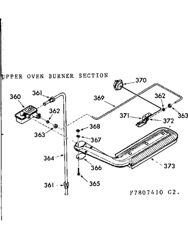 Upper oven burner section