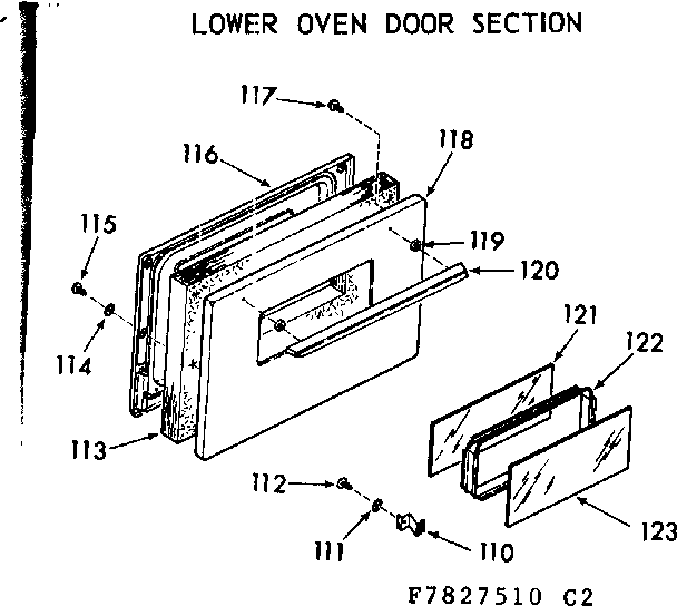 Lower oven door section