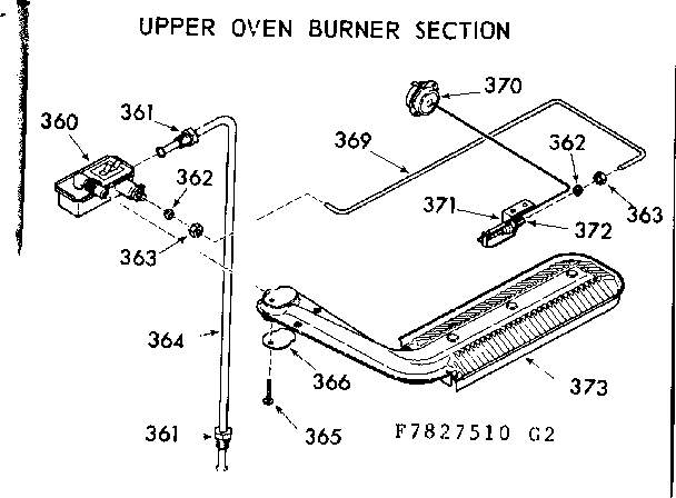 Upper oven burner section