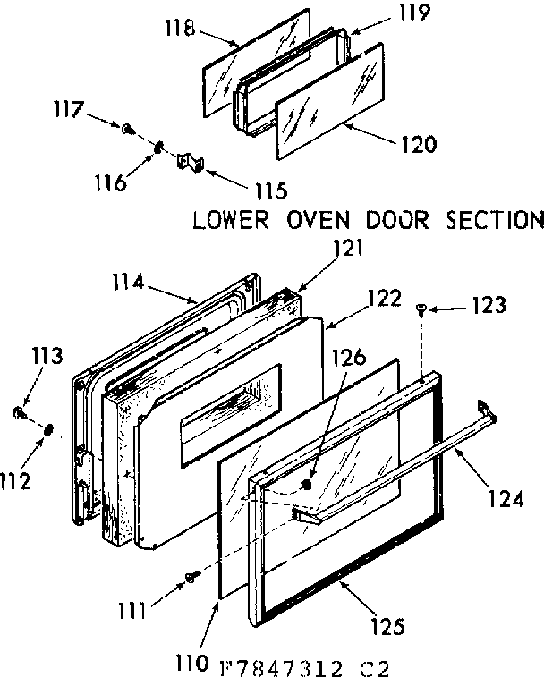 Lower oven door section