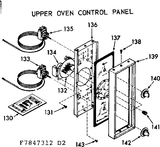 Upper oven control panel