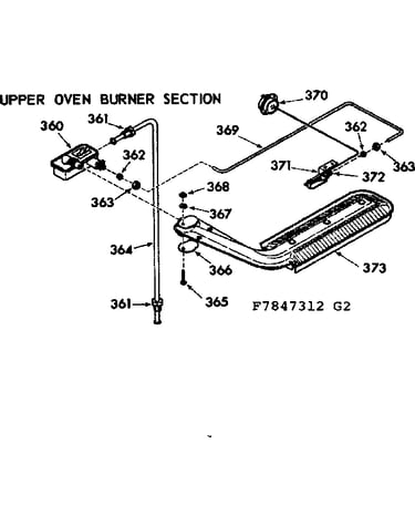 Upper oven burner section