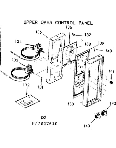 Upper oven control panel