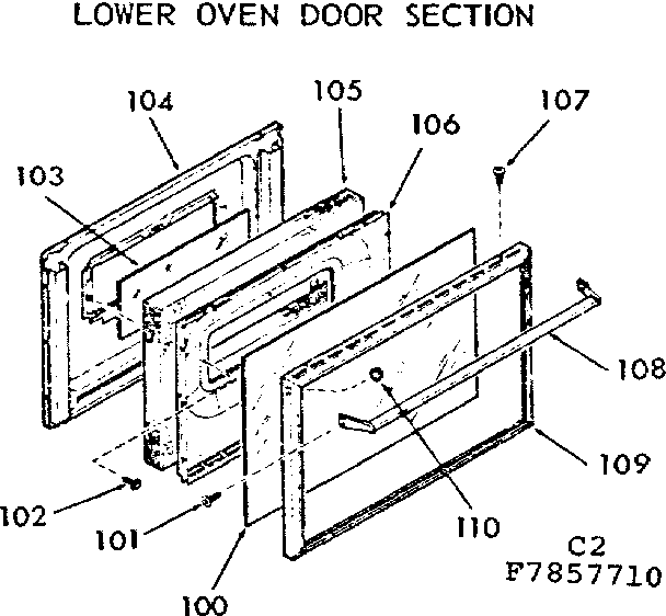 Lower oven door section