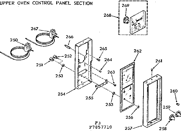 Upper oven control panel section