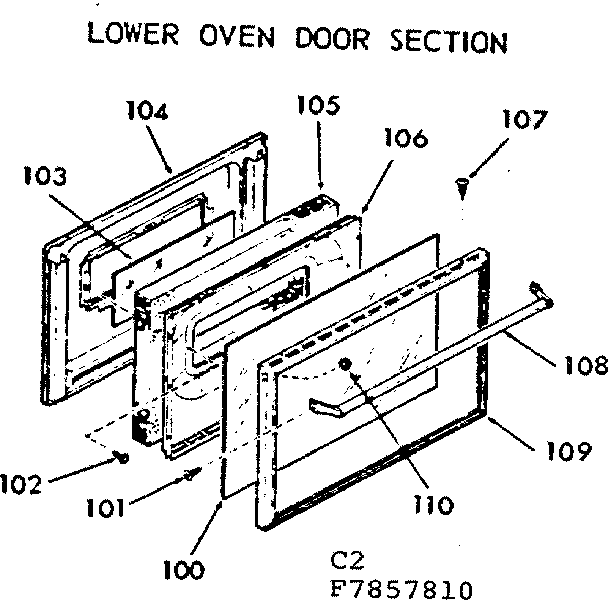 Lower oven door section