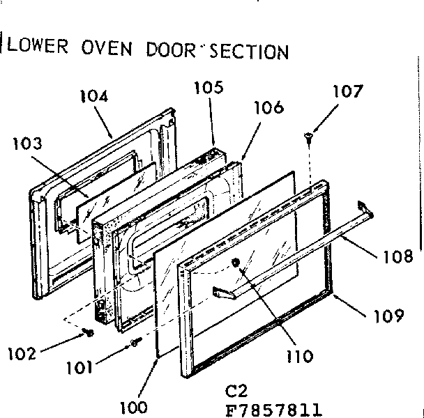 Lower oven door section